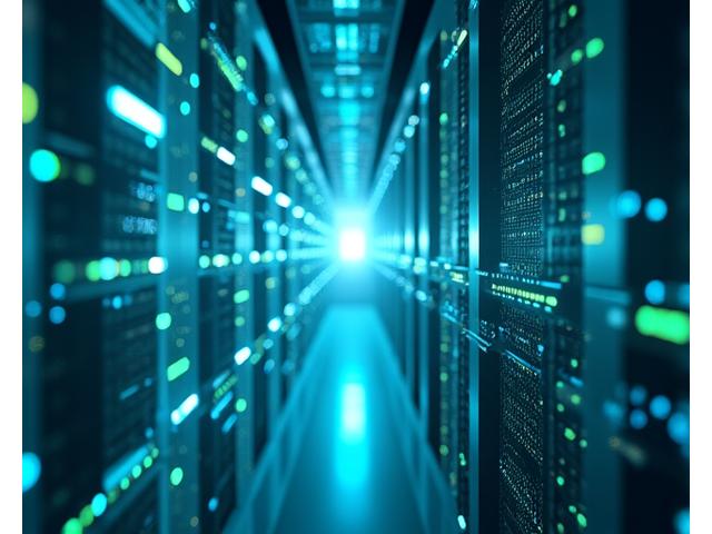 شكل تجريدي لتمثيل البيانات المتدفقة بأمان إلى خزانة رقمية.