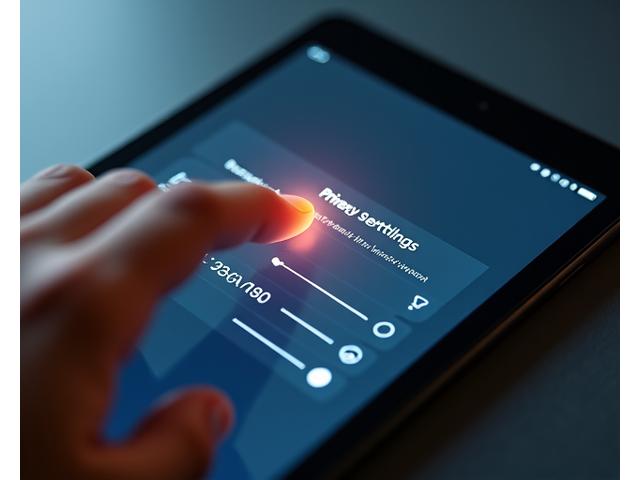 يد تضغط على زر 'الإعدادات' على واجهة رقمية، ترمز إلى التحكم في البيانات.